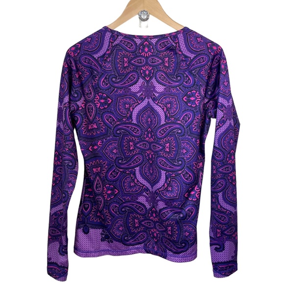 Athleta: Purple and Pink, Paisley, Athletic, long sleeve shirt,thumb hol… - Picture 2 of 16